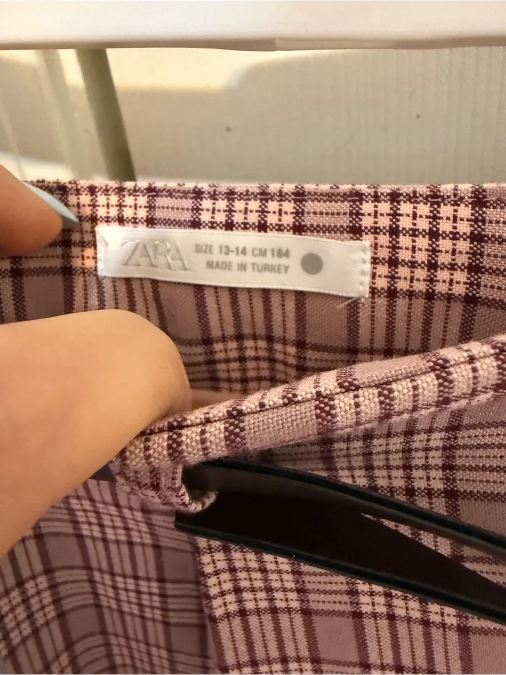 Zara Pink Plaid Mini Skirt with Brown Belt